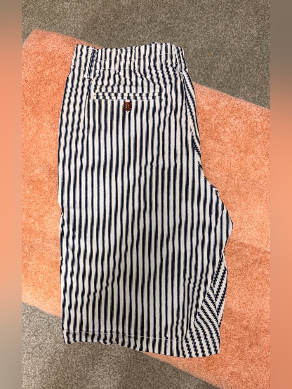 Women’s Navy and White Striped Cotton Pants